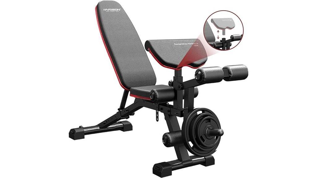 adjustable weight bench with leg extension and preacher pad