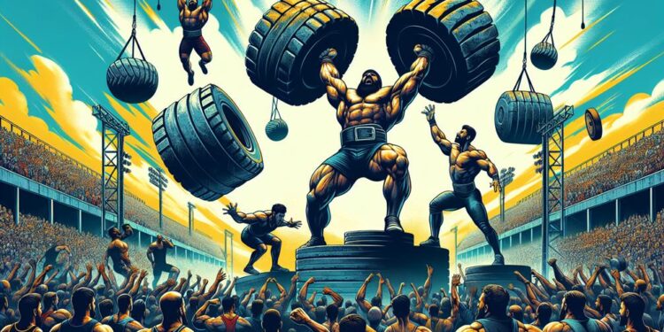 powerful athletes compete physically