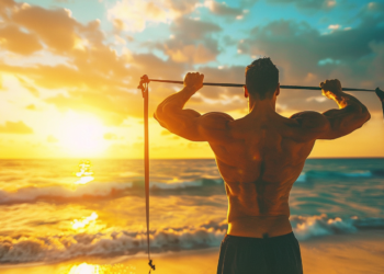 Bodybuilding on beach image