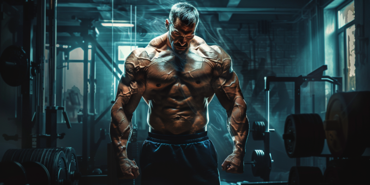 Bodybuilder in thought image