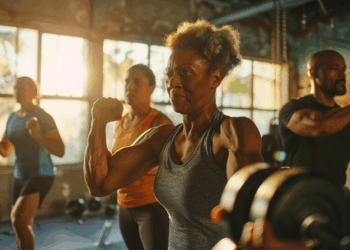 Over 40 age exercising image